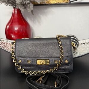 MCM Black Crossbody Bag with Gold Chain